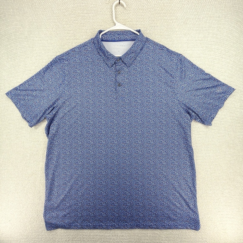 Maelreg Performance Golf Polo Shirt Mens 3XL Blue Geometric Print Stretch